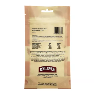Product Rollover Dog Treat - Beef with Pumpkin Small Stuffed Bone, 1pk