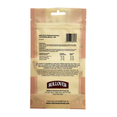 Product Rollover Dog Treats - Beef with Pumpkin Stuffed California Wraps, 3pk
