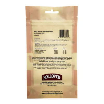 Product Rollover Dog Treats - Beef with Pumpkin Stuffed Chewbies, 2pk