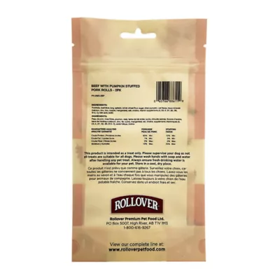 Product Rollover Dog Treats - Beef with Pumpkin Stuffed Pork Rolls, 2pk
