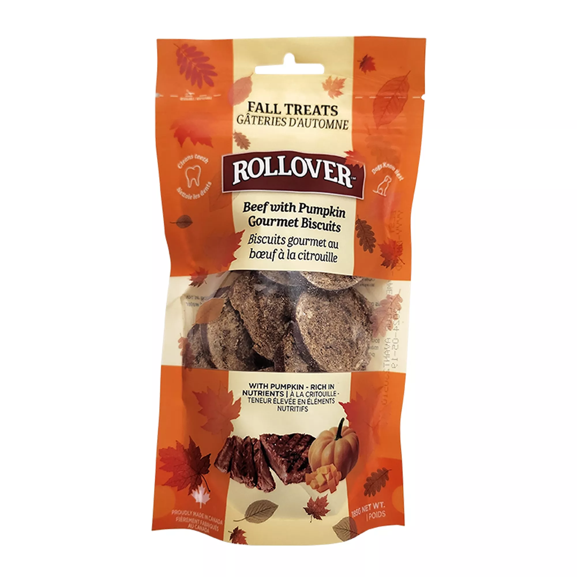 Rollover Gourmet Biscuits For Dogs - Beef with Pumpkin, 185g