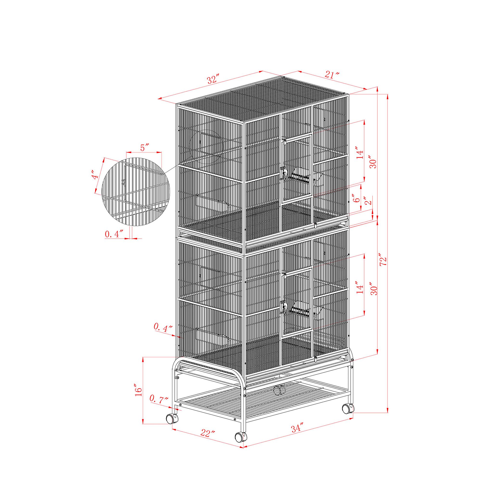 A&E Cage Company Double Stack Flight Bird Cage for Large Birds - thumbnail 4
