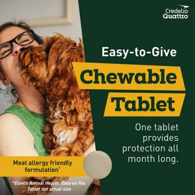 Product Credelio Quattro Chewable Tablets for Dogs - 25.1-50 lbs, Green Box