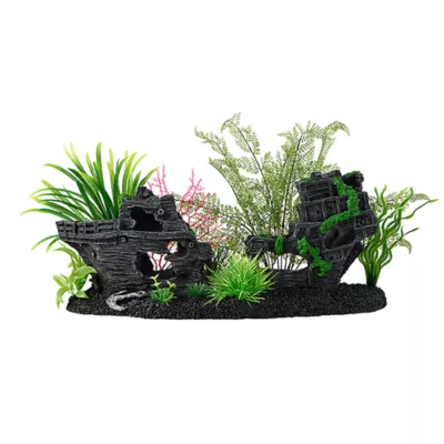 Product Top Fin® Ship with Plants Aquarium Ornament