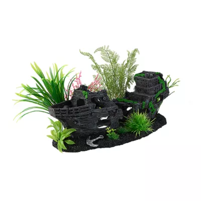 Product Top Fin® Ship with Plants Aquarium Ornament