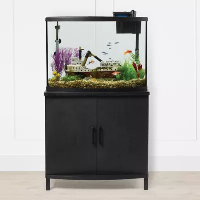 Product Top Fin® Bow Front Raven Oak Finish Aquarium Stand