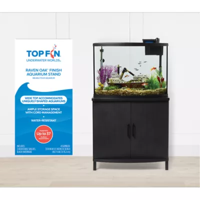 Product Top Fin® Bow Front Raven Oak Finish Aquarium Stand