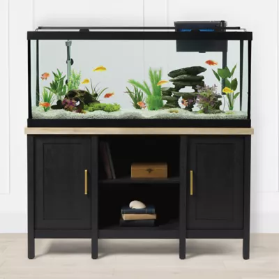 Product Top Fin® Bow Front Raven Oak Finish Aquarium Stand