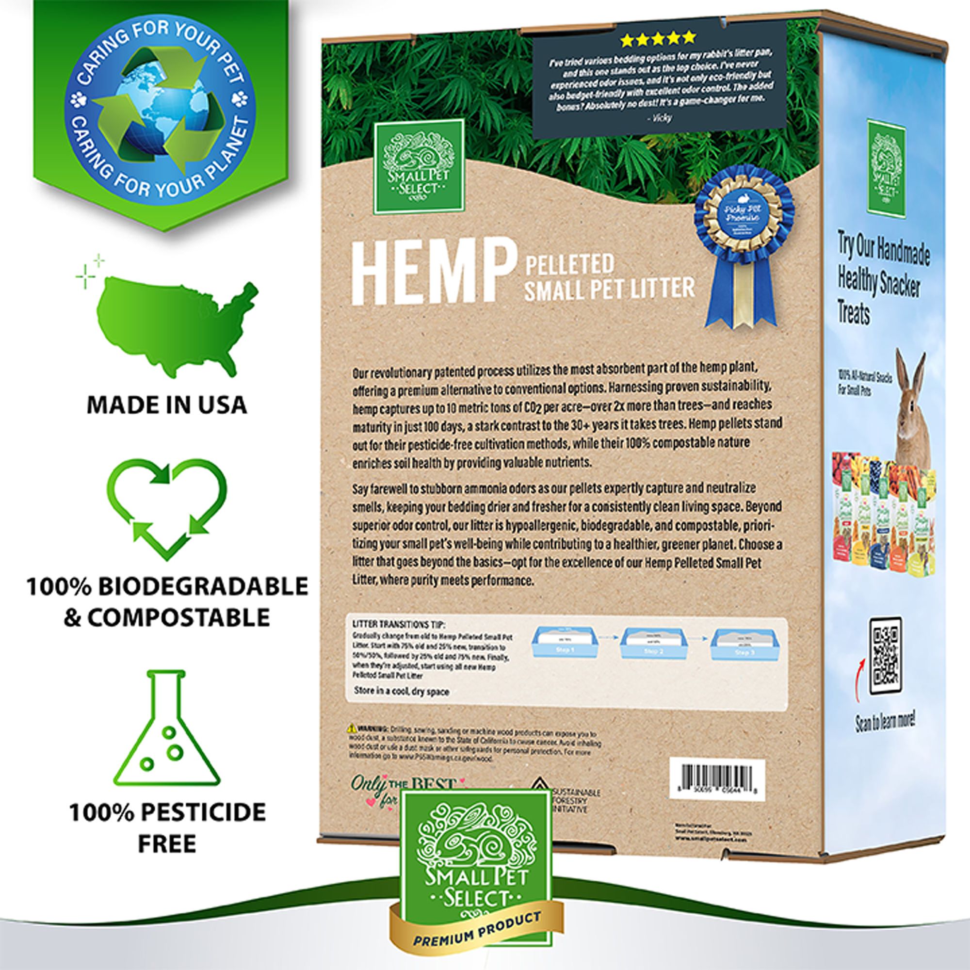 Small Pet Select Hemp Pelleted, Biodegradable Hamster, Rabbit, Guinea Pig Bedding - 20 lb - thumbnail 5