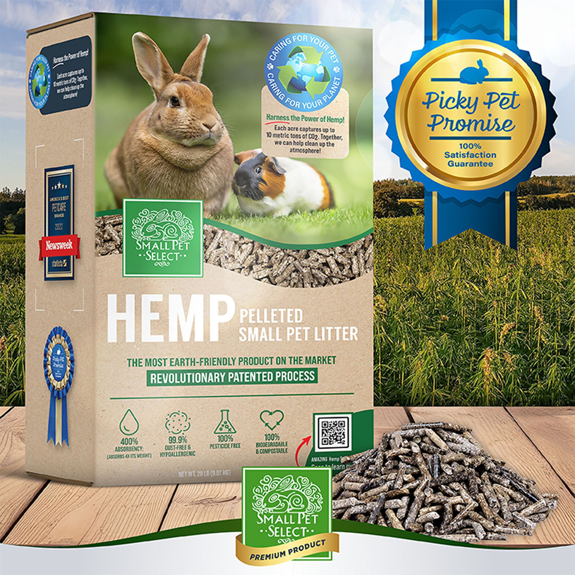Small Pet Select Hemp Pelleted, Biodegradable Hamster, Rabbit, Guinea Pig Bedding - 20 lb - thumbnail 7