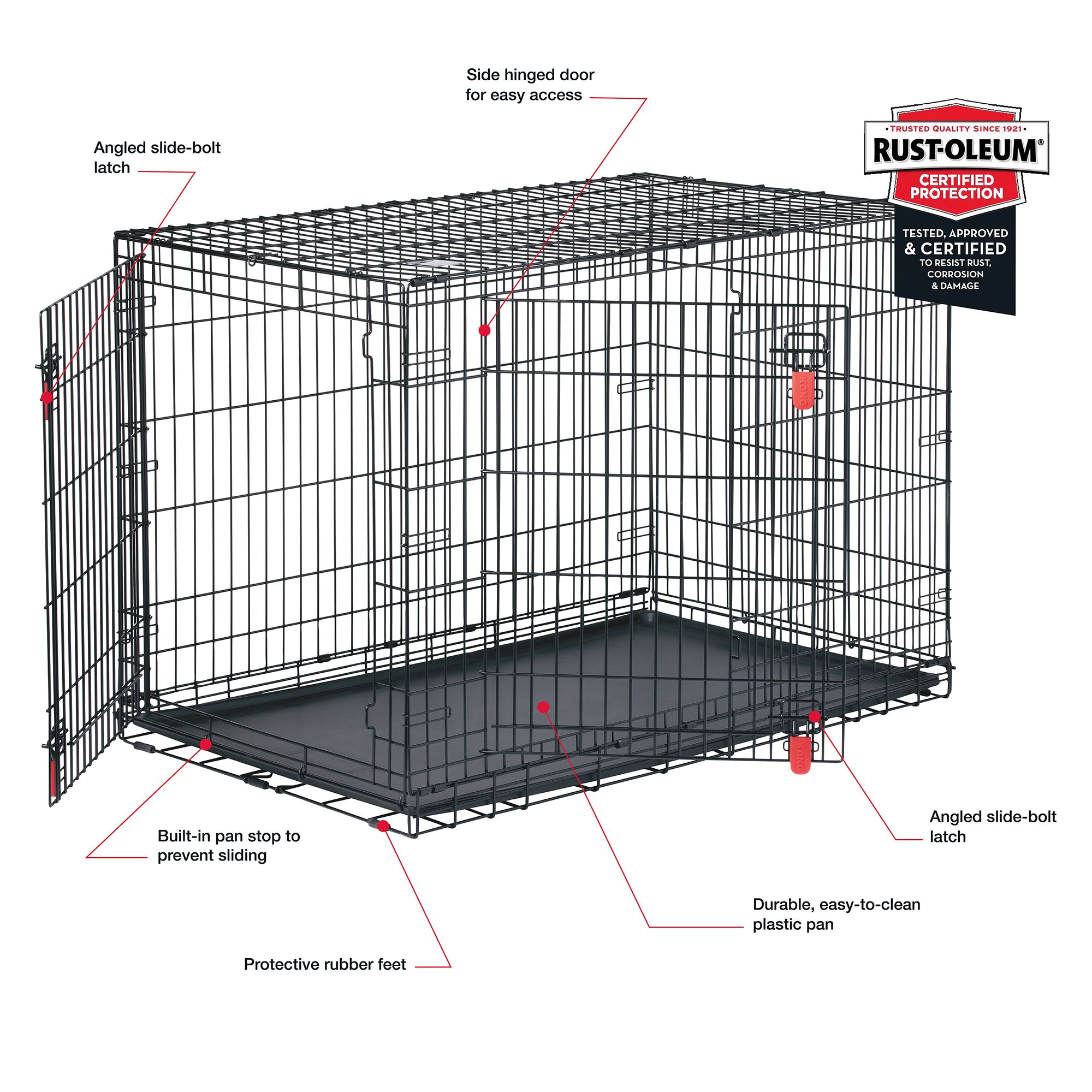 KONG® Ultra-Strong & Durable Double Door Wire Dog Crate with