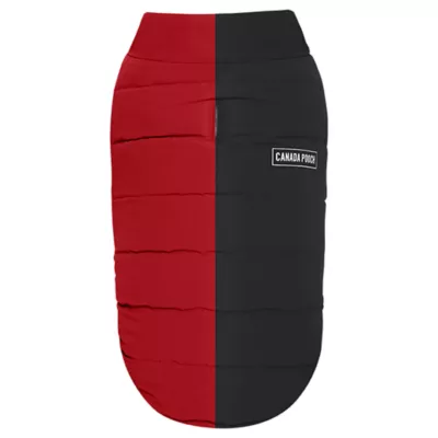 Canada Pooch Reversible Puffer Dog Vest - Black & Red - Image 1