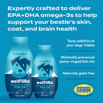 Product wellFURst Wild Alaska Omega-3 Fish Oil Skin & Coat Health Supplement for Dogs