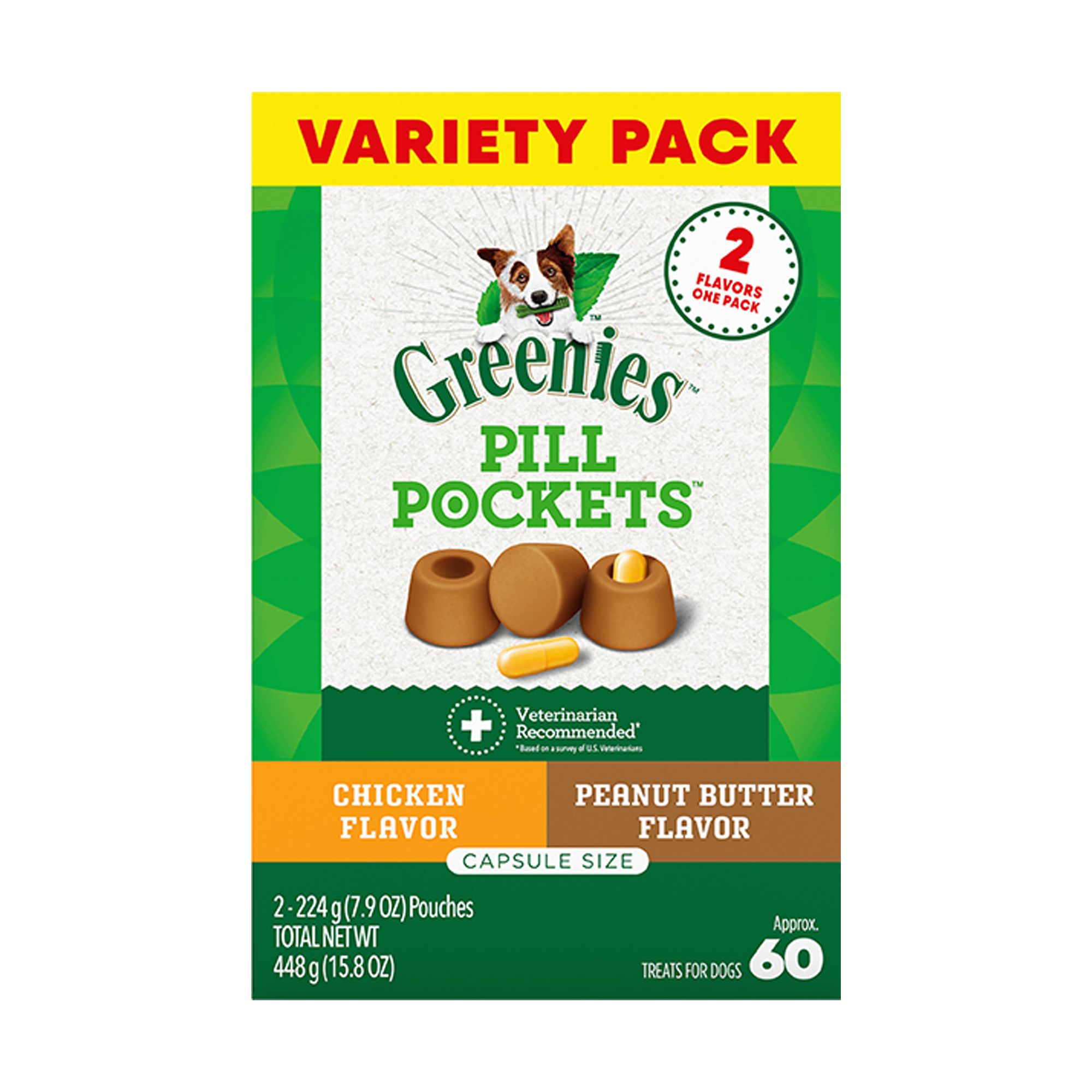 Greenies Pill Pockets Multi-Pack Chicken and Peanut Butter Flavor 15.8 OZ