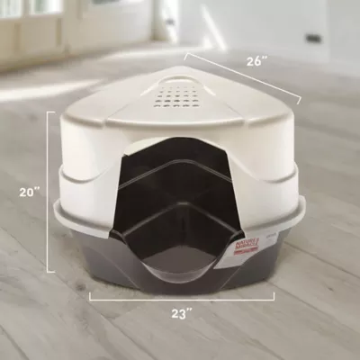 Nature's Miracle Hooded Corner Cat Litter Box With Odor Control Charcoal Filter & Nonstick-Surface - Image 3