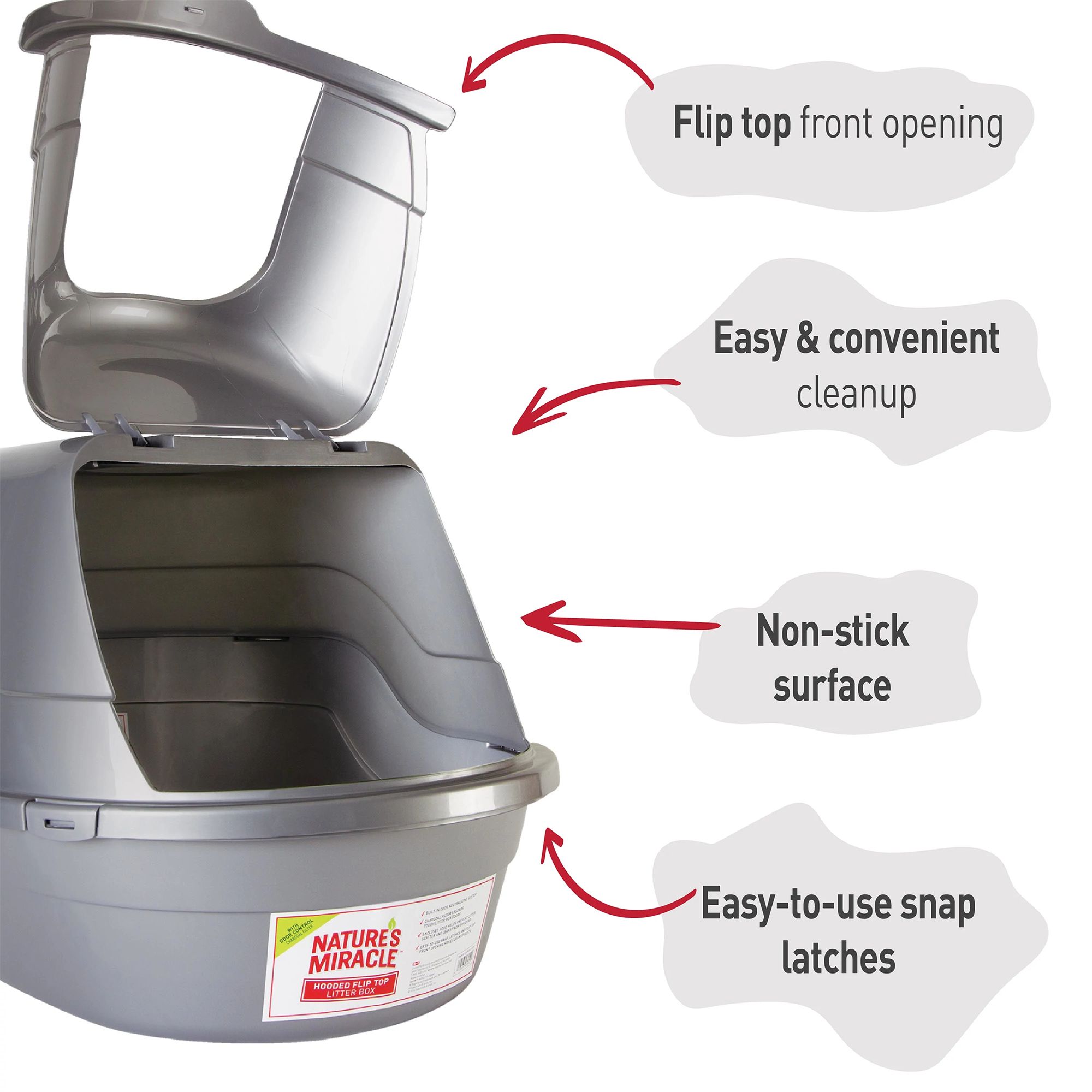 Nature's Miracle Hooded Flip Top Cat Litter Box With Built-In Odor