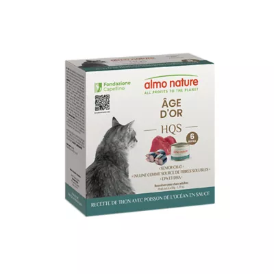 Product Almo Nature HQS Wet Cat Food GOLDEN AGE - Tuna Recipe with Ocean Fish in Gravy, 300 G