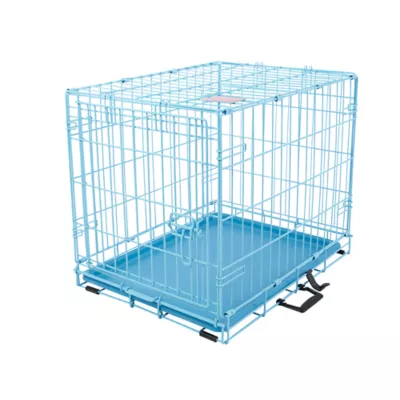 Top Paw® 24" Small Folding Crate - Leak Proof Tray, Collapsible, Pink & Blue - Image 1