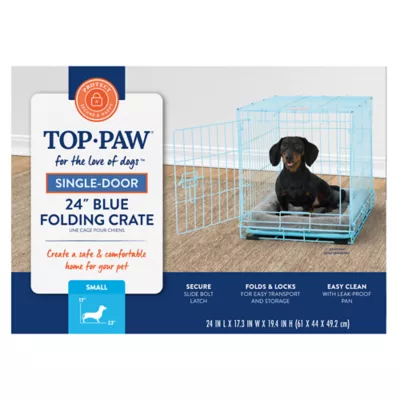 Top Paw® 24" Small Folding Crate - Leak Proof Tray, Collapsible, Pink & Blue - Image 7
