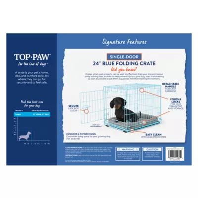 Top Paw® 24" Small Folding Crate - Leak Proof Tray, Collapsible, Pink & Blue - Image 8