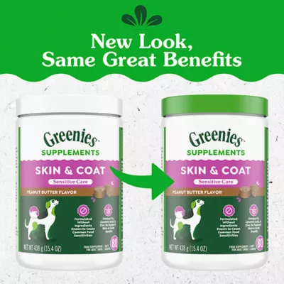 Product Greenies Skin and Coat Sensitive Care Supplement for Dogs, Peanut Butter Flavor, 80 Count Tub
