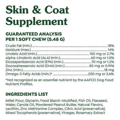 Product Greenies Skin and Coat Sensitive Care Supplement for Dogs, Peanut Butter Flavor, 80 Count Tub