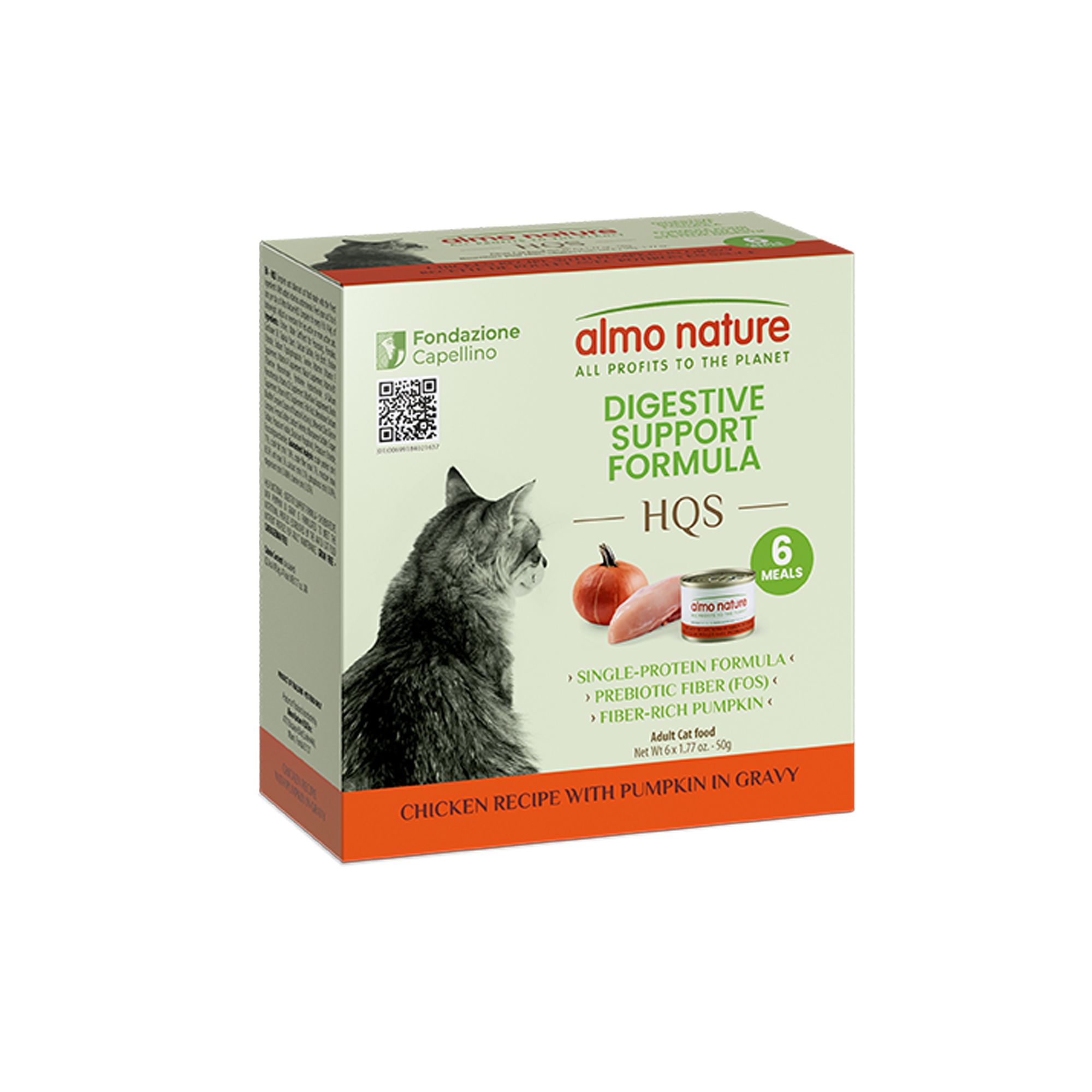 Almo Nature HQS Wet Cat Food, Digestive Support Formula - Chicken
