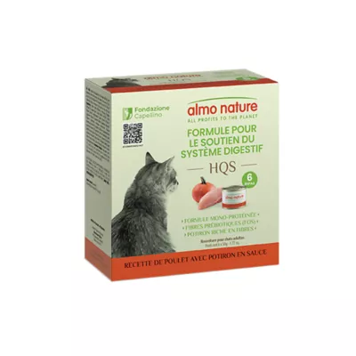 Product Almo Nature HQS Wet Cat Food, DIGESTIVE support formula -  chicken with pumpkin in gravy 300 G