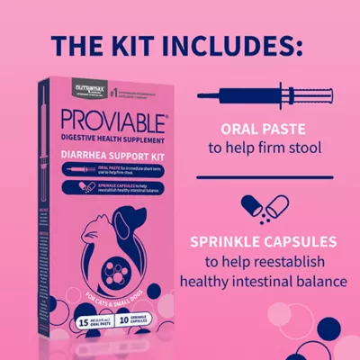 Product Nutramax Proviable Probiotics for Small Dogs and Cats, Diarrhea Support Kit, 15 ml Paste/10 Capsules