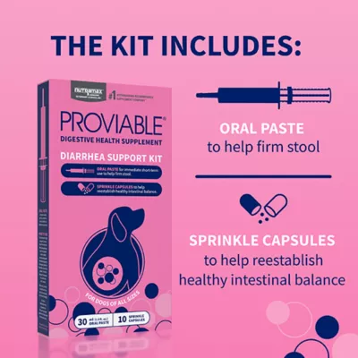 Product Nutramax Proviable Probiotics for Dogs, Diarrhea Support Kit, 30 ml Paste and 10 Capsules