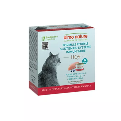 Product Almo Nature HQS Wet Cat Food, IMMUNE Support Formula - Chicken with Blueberry in Gravy, 6x50g/300 G