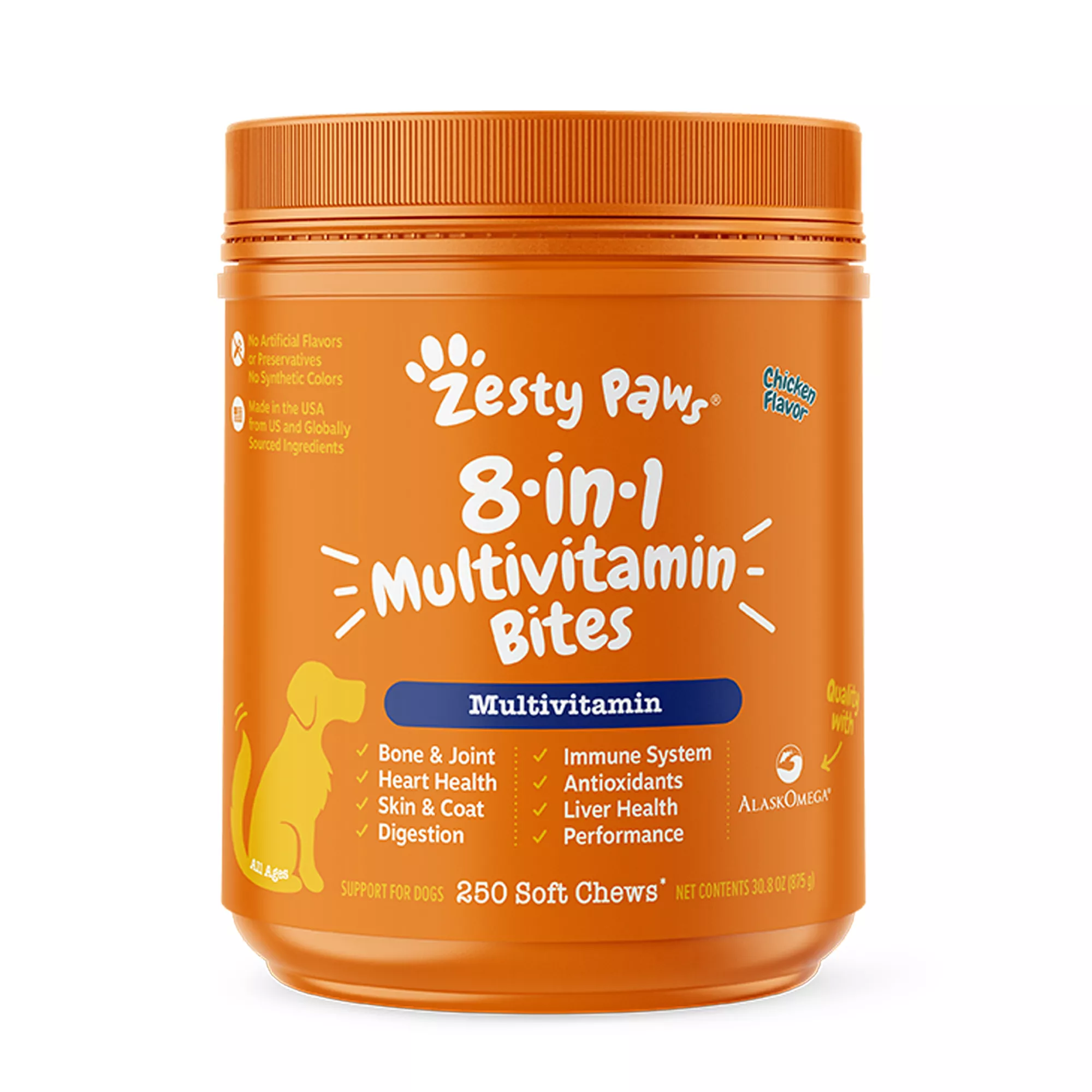 Zesty Paws 8-in-1 Multivitamin Bites, Chicken, 250 Count