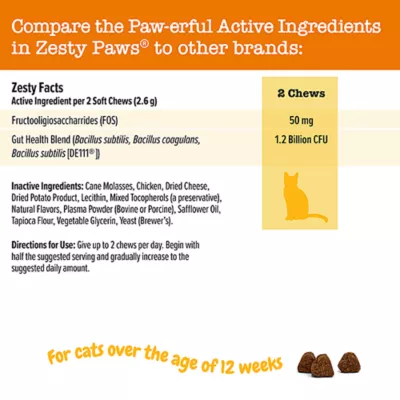 Product Zesty Paws Cat Probiotic Bites, Chicken, 60 Count