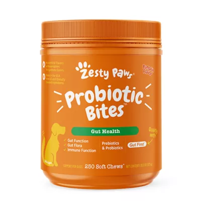 Zesty Paws Dog Probiotic Bites, Gut Flora & Digestive Supplements, Pumpkin Flavor, 90-250 Count - Image 1