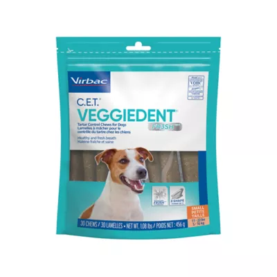 Virbac C.E.T. VeggieDent Fr3sh Dog Dental Chews, Tartar Control for Small & Medium Dogs, 30 Count - Image 1