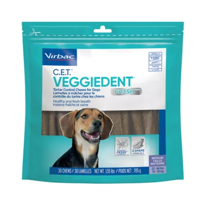 Virbac C.E.T. VeggieDent Fr3sh Dog Dental Chews, Tartar Control for Small & Medium Dogs, 30 Count - Image 1