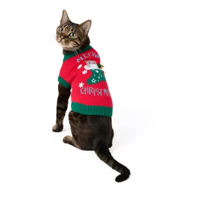 Product Merry & Bright® Meowy Holiday Cat Sweater