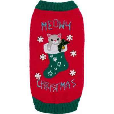 Product Merry & Bright® Meowy Holiday Cat Sweater