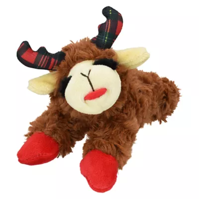 Product Multipet Brown Lamb Chop Dog Toy with Buffalo Plaid Antlers 6"