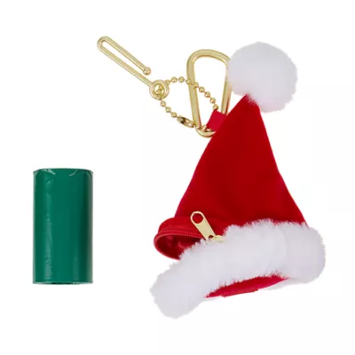 Product Merry & Bright® Dog Poop Bag Dispenser - Santa Hat - Includes 15 Poop Bags