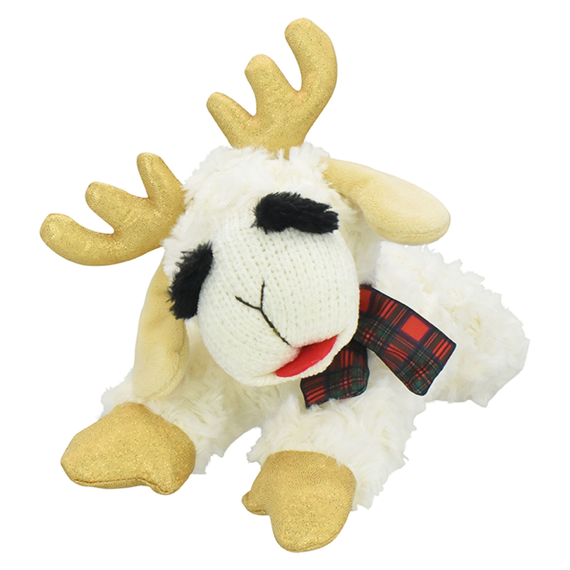 Multipet Holiday Lamb Chop Gold Paws and Antlers 10.5