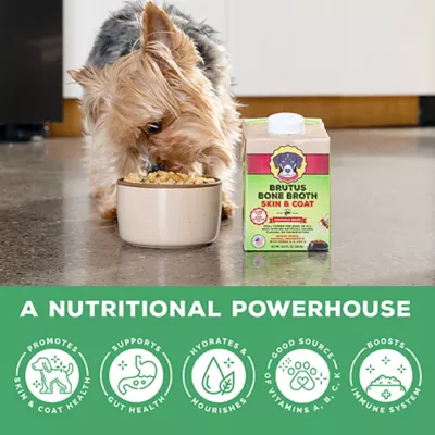 Product Brutus Bone Broth Skin & Coat Adult Dog Meal Topper - Vegetable, 16.9 Fluid Oz