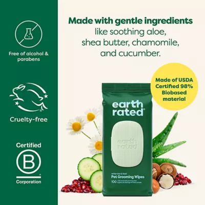 Product Earth Rated White Tea & Basil Wipes for Dogs and Cats, 100 Count
