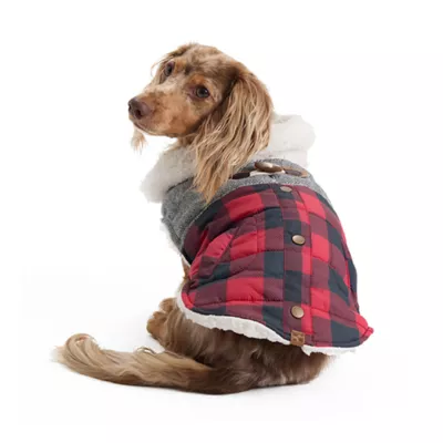 Hotel Doggy Dog Coat - Buffalo Check Jacket with Melton & Sherpa - Image 1