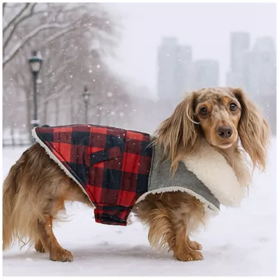 Hotel Doggy Dog Coat - Buffalo Check Jacket with Melton & Sherpa - Image 6