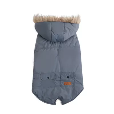 Hotel Doggy Dog Coat - Faux-Fur Hooded Parka - Grey - Image 4