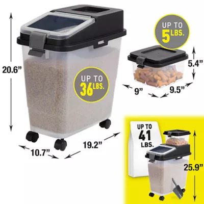 Product Mighty Tuff Dog Food Storage Container Combo, 36lb with 5qt Treat Container & Scoop - BPA Free