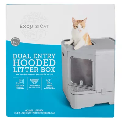 ExquisiCat® Dual Entry X-Large Hooded Cat Litter Box, Gray - Image 6