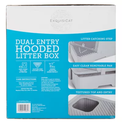 ExquisiCat® Dual Entry X-Large Hooded Cat Litter Box, Gray - Image 7
