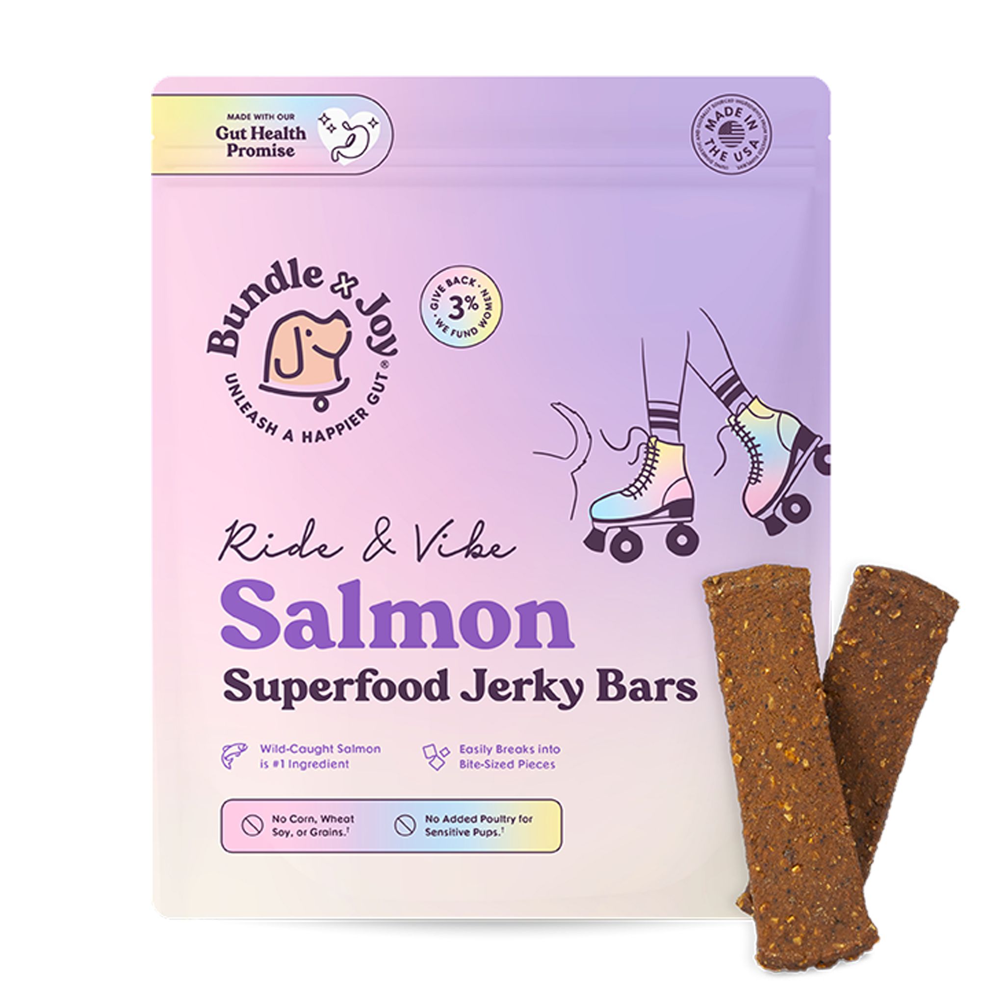 Bundle x Joy Ride & Vibe Salmon Superfood Jerky Bars Adult Dog Treats - 5 oz by Bundle X Joy